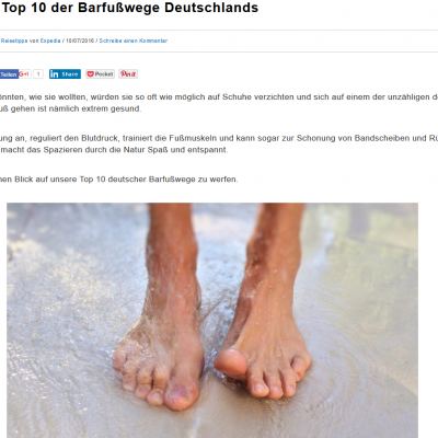Expedia blog post "Barfußwege"